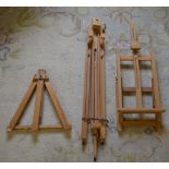 3 wooden artists easels