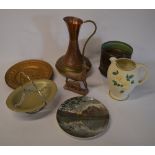 Royal Doulton plate, copper & brass jug,