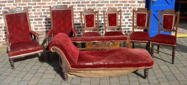 Victorian lounge suite comprising chaise