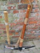 2 pick axes & a sledge hammer