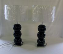 Pair of black ceramic table lamps with
