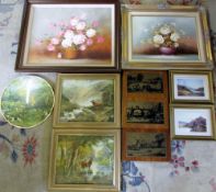 Assorted oil paintings and prints