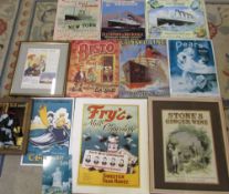 Selection of advertising tin prints etc