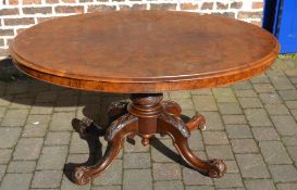 Victorian burr walnut veneer loo table w