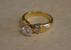 18ct gold solitaire diamond ring with ba