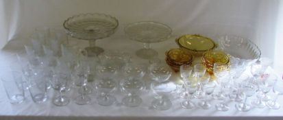 Assorted glassware inc cake stands & des