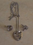 9ct white gold matching pendant and earr