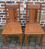 Pair of pitch pine hall chairs