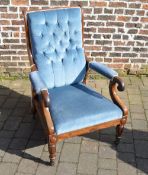 Victorian button back open arm chair