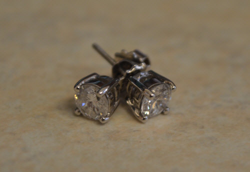 Pair of 18ct white gold diamond earrings