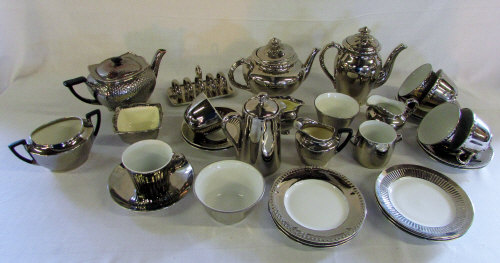 Silver ceramic part tea services by Roya