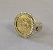 Half Sovereign in 9ct gold ring mount si