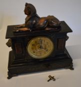 Victorian slate & marble mantle clock wi