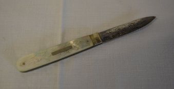 Mother of pearl & silver fruit knife