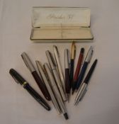 Various old pens including Parker