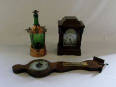 Mantle clock, copper and green glass lan