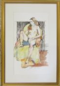 Watercolour of a sitting nude with signa