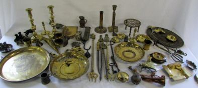 Quantity of brass ware inc candlesticks,