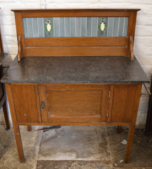 Edwardian marble top washstand with tile