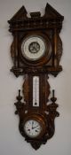 French barometer & clock in a carved cas