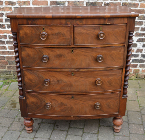 Victorian mahogany bow fronted chest of