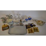 Cottageware, mottoware, tray, lustre jug