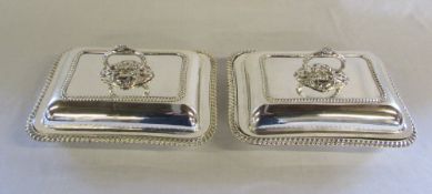 Pair of silver plate entree dishes maker