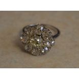 Platinum diamond cluster ring set with a