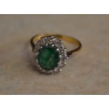18ct gold emerald & diamond ring, emeral
