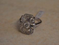 18ct white gold Art Deco style ring with