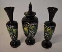 Hand painted glass garniture set (af)