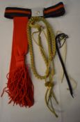 Military belt, red sash etc