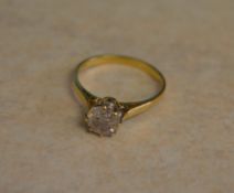 18ct gold diamond solitaire ring, approx