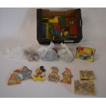 Various vintage toys including dominoes,