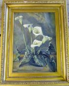 Large still life of flowers in a gilt fr