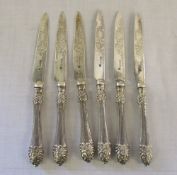 6 silver fruit knives Sheffield 1905 Mak