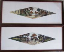 Pair of French hand coloured etchings of