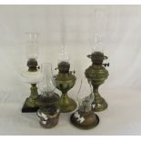 5 Victorian/Edwardian paraffin lamps