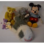 Soft toys including a Russ teddy bear an