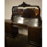 Large Victorian stained oak mirror back