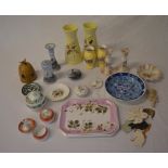 Various ceramics including candlesticks,