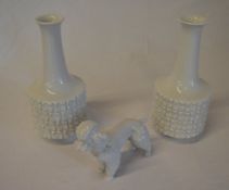 Meissen 'Weiss' pair of vases and a figu