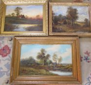 3 rural oil paintings of landscapes in g