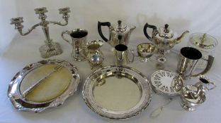 Various silver plate inc tankards & cand