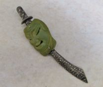 French marcasite sword pendant with Orie