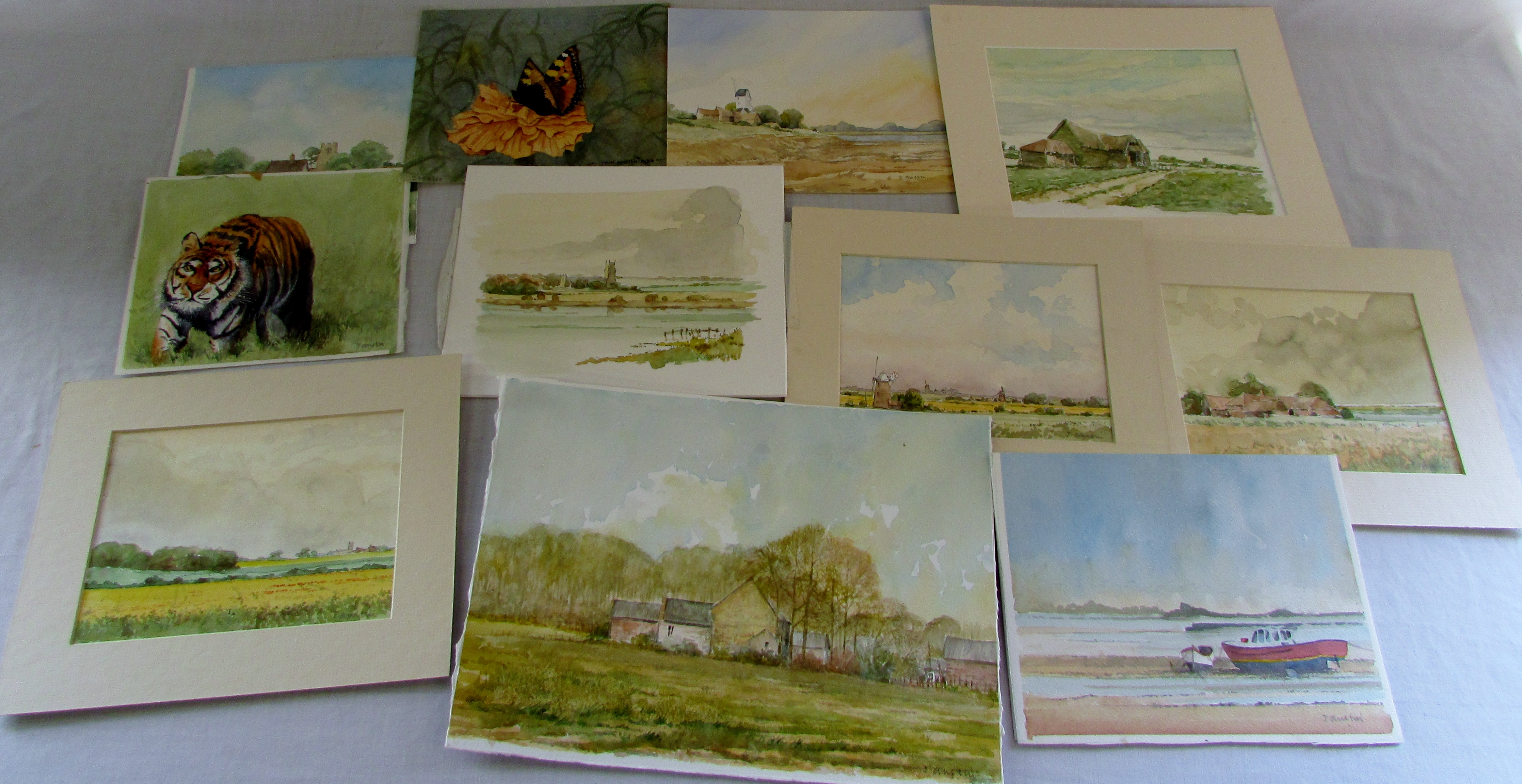 Collection of unframed watercolours with - Image 4 of 5