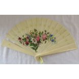 Early 20th century ivory fan with hand p