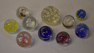 10 various glass paperweights