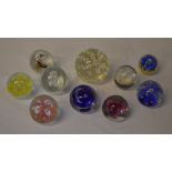 10 various glass paperweights