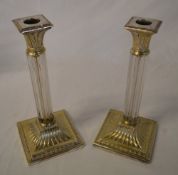 Pair of Edwardian silver plate & crystal